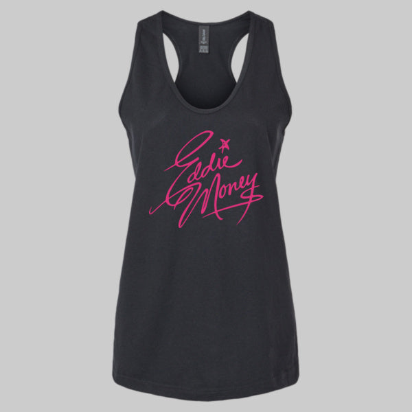 Official Eddie Money Signiture Ladies Racerback Tank